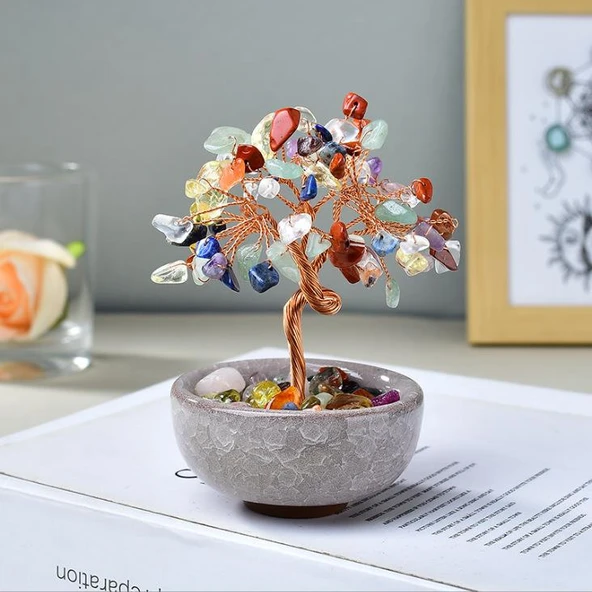 Valkyrie 7 Çakra Doğal Taşlı Kristal Ağaç | Feng Shui Enerji Dengeleme ve Dekoratif Masa Aksesuarı - 5