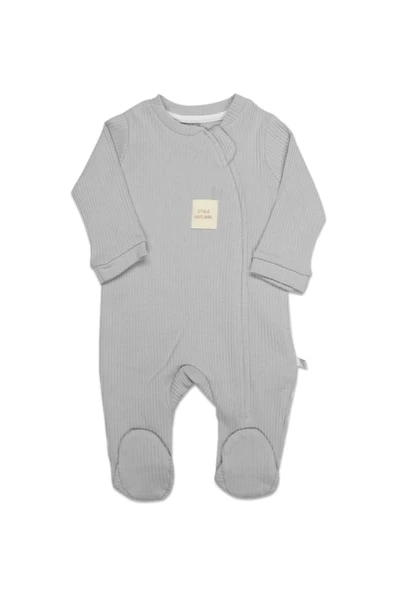 Bistyle Style Natural Fermuarlı Bebe Tulum 15115 Gri