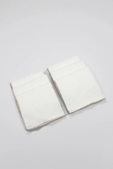 Bistyle Organik 28x28 6'lı Havlu Mendil 90105 Ekru - 3