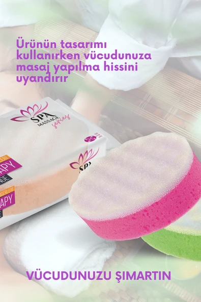 2 Adet Banyo Vücut Duş Masaj Süngeri Spa Süngeri Banyo Terapi Süngeri - Resim 3
