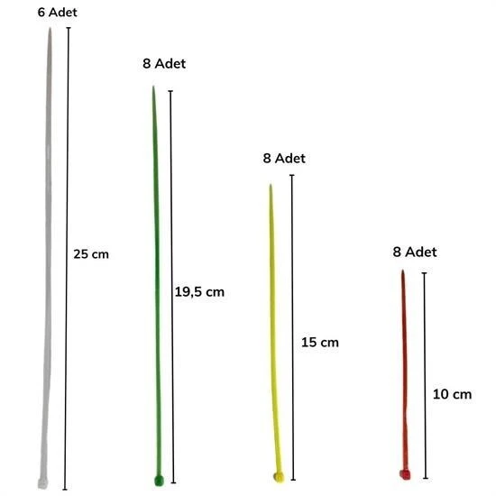 BUFFER® 30 Parça Plastik Kablo Kelepçe Seti Kablo Düzenleyici Bağlama Bantları - Resim 10