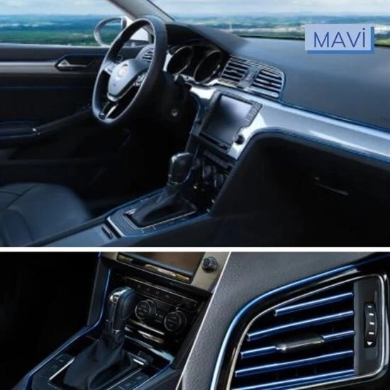 BUFFER® Mavi Araba OtoTrim Dekorasyon Şeridi Kauçuk Elastik Kolay Kurulum 5 metre Şerit Bant - Resim 5