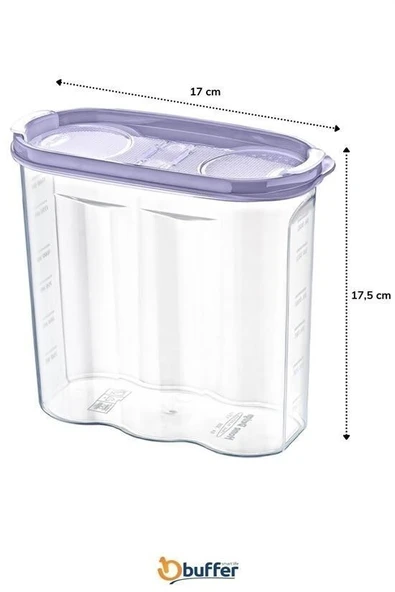 BUFFER® 2 Kapaklı Ölçekli Erzak Kuru Gıda Saklama Kutusu Kabı - 1,7 Litre - SA935 - 8