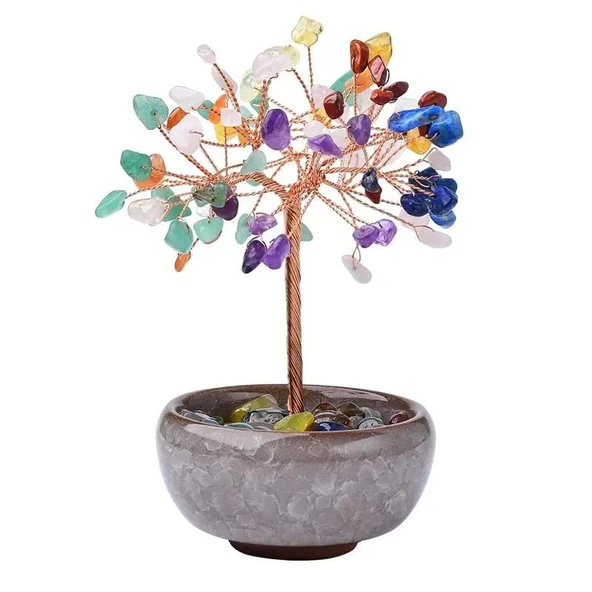 Valkyrie 7 Çakra Doğal Taşlı Kristal Ağaç | Feng Shui Enerji Dengeleme ve Dekoratif Masa Aksesuarı - 4