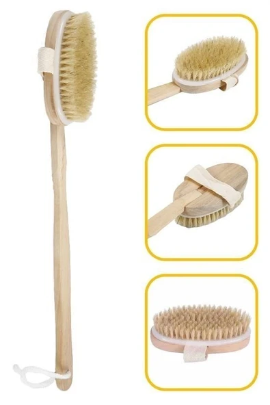 BUFFER® Doğal At Kılı Selülit Karşıtı Sapı Çıkabilen Ahşap Banyo Fırçası - 8