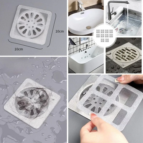 BUFFER® 10'lu Banyo ve Mutfak Lavabo Koku Önleyici ve Haşere Böcek Önleyici Gider Filtresi - Resim 5