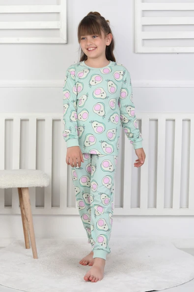 Cute Avocado Desenli Kız Çocuk Pijama Takımı - Resim 11