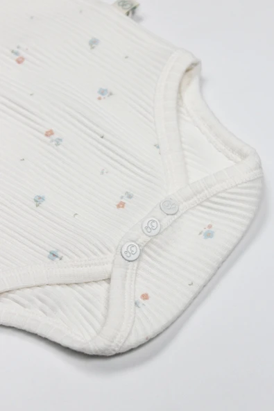 Bistyle Flying Bloom White Yarım Kol 2'li Body 17118 Ekru Gül Kurusu - 6