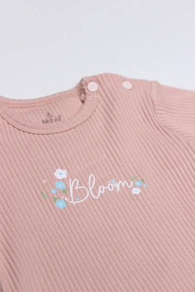 Bistyle Flying Bloom White Yarım Kol 2'li Body 17118 Ekru Gül Kurusu - 3