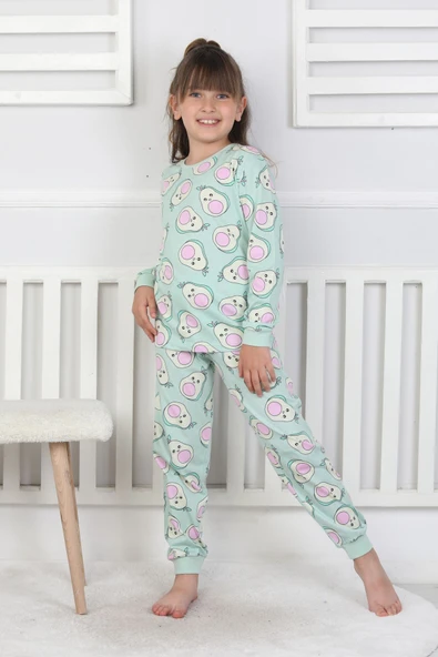 Cute Avocado Desenli Kız Çocuk Pijama Takımı - Resim 9