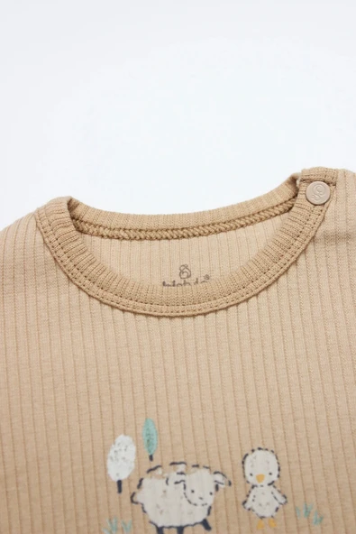 Bistyle Always Dream Yarım Kol 2'li Body 17114 Ekru Bej - Resim 5