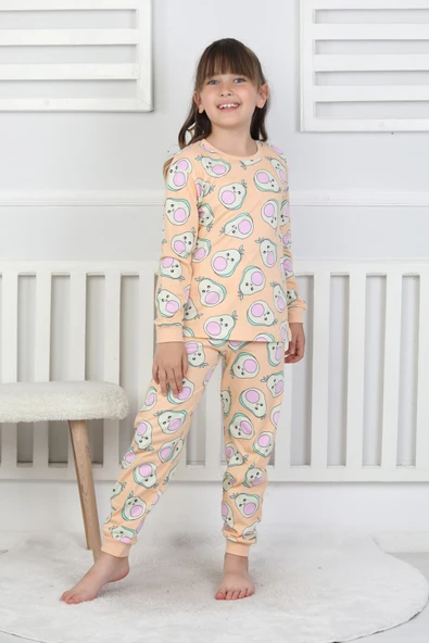 Cute Avocado Desenli Kız Çocuk Pijama Takımı - Resim 4