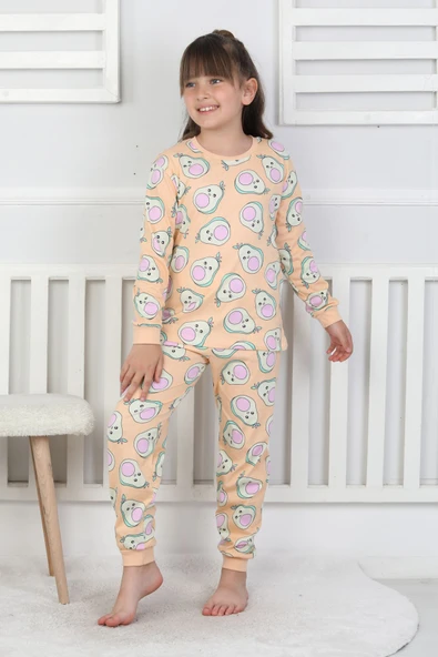 Cute Avocado Desenli Kız Çocuk Pijama Takımı - Resim 7