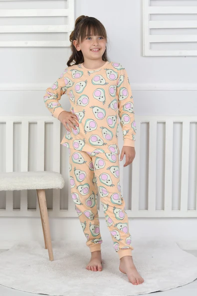 Cute Avocado Desenli Kız Çocuk Pijama Takımı - Resim 5