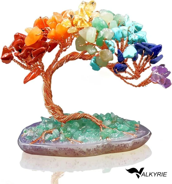 Valkyrie 7 Çakra Reiki Para Ağacı – Doğal Kristal Taş Dekor, Enerji Dengeleme, Feng Shui, Şans ve Pozitif Enerji