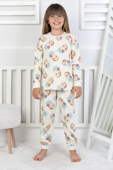 Cute Ananas Desenli Kız Çocuk Pijama Takımı - 1