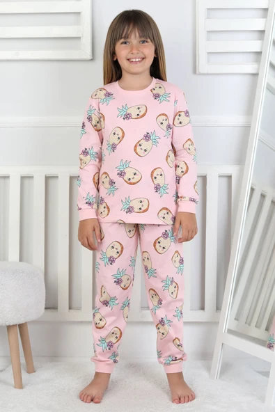 Cute Ananas Desenli Kız Çocuk Pijama Takımı - 8