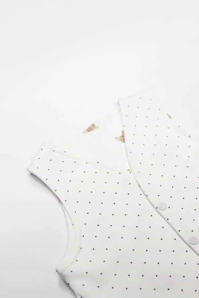 Bistyle I Am So Bear Çift Taraflı Bebe Yelek 18103 Bej Ekru - Resim 2