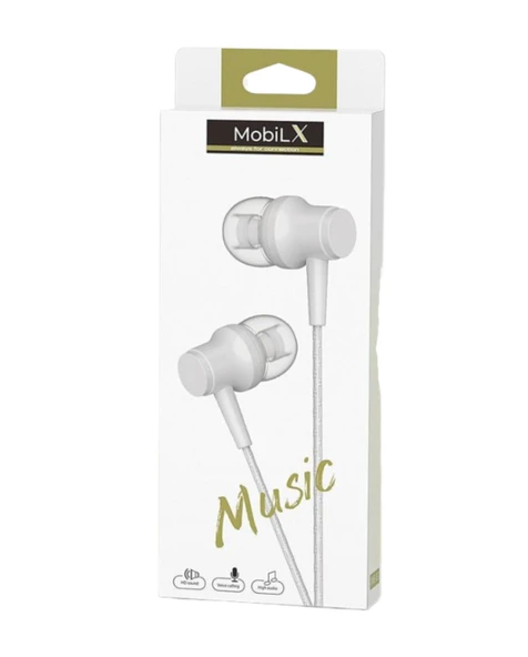 MobiLX ME-03 Beyaz Kablolu Kulak İçi Kulaklık – Aux Girişli, Extra Bass, Tüm Telefon ve Cihazlarla Uyumlu - 2