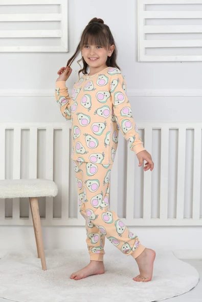 Cute Avocado Desenli Kız Çocuk Pijama Takımı - Resim 3