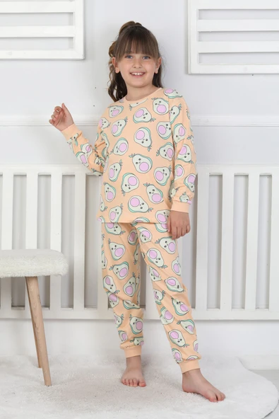 Cute Avocado Desenli Kız Çocuk Pijama Takımı - Resim 6