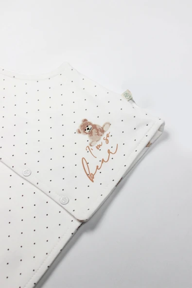 Bistyle I Am So Bear Çift Taraflı Bebe Yelek 18103 Bej Ekru - Resim 3