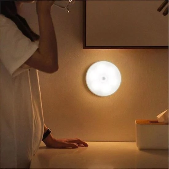 BUFFER® Hareket Sensörlü Usb Şarjlı Spot Lamba Mıknatıslı ve Yapışkanlı Gün Işığı Renk Led - Resim 3