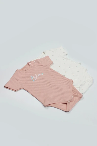 Bistyle Flying Bloom White Yarım Kol 2'li Body 17118 Ekru Gül Kurusu - 7