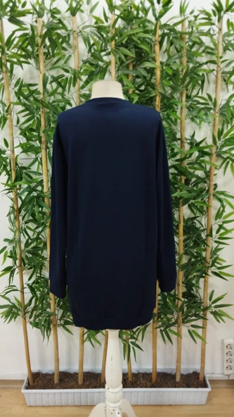 Kadın Uzun Kollu Bisiklet Yaka Yazılı Viskon Iki Iplik Elbise - Resim 5