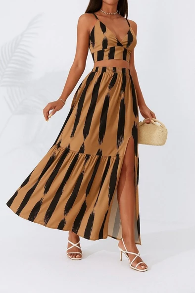 Kadın Kolsuz Askılı Crop Ikili Süprem Takım ürün görseli