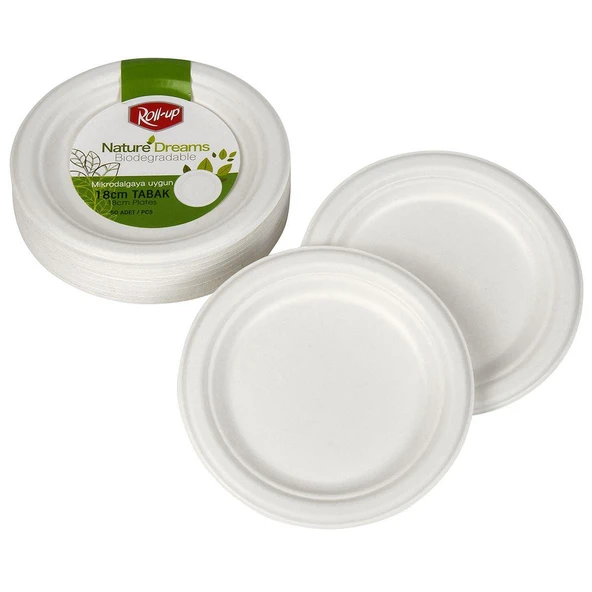 Roll-Up Nature Ekolojik Karton Kağıt Parti Tek Kullanımlık Tabak - 18 Cm. - 25 Adetlik 1 Paket - Resim 2