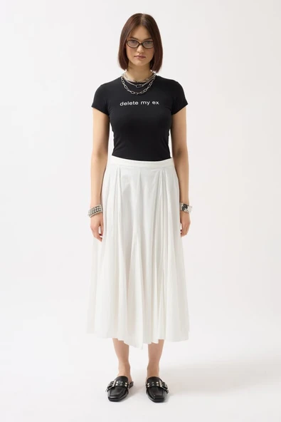 Baskılı Likralı Crop T-Shirt - Resim 2