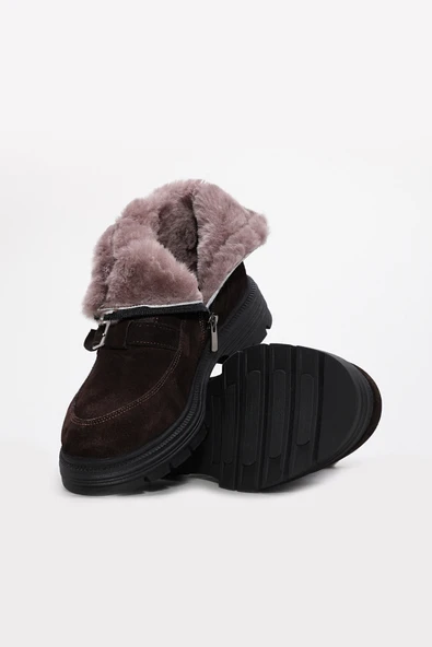 Hakiki Deri Kürklü  Kadın Klasik Bot 217KZA789-34 - Resim 10