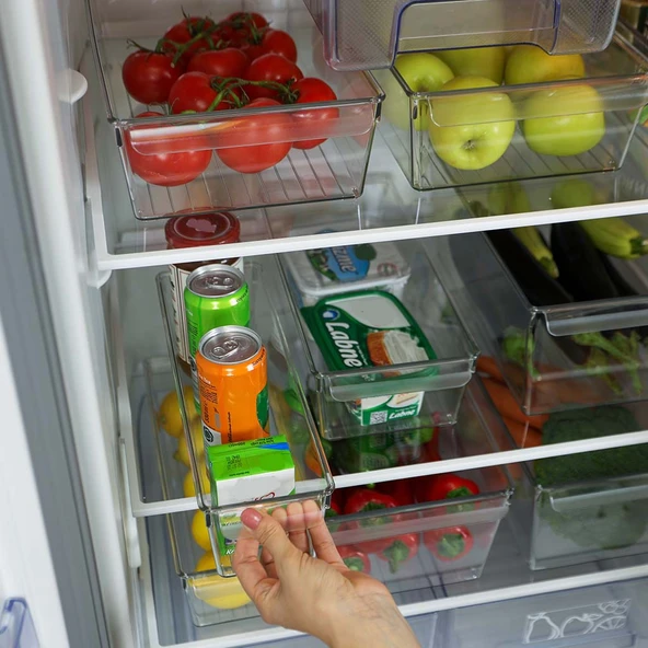 Buzdolabı Düzenleyici 4 Boy Seçeneği– Gıda Saklama Kabı  Şeffaf, Kırılmaz ve Çizilmez ürün görseli 1