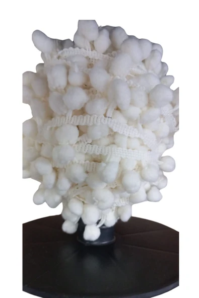 Sıralı Ponpon 1 Metre Krem - 1