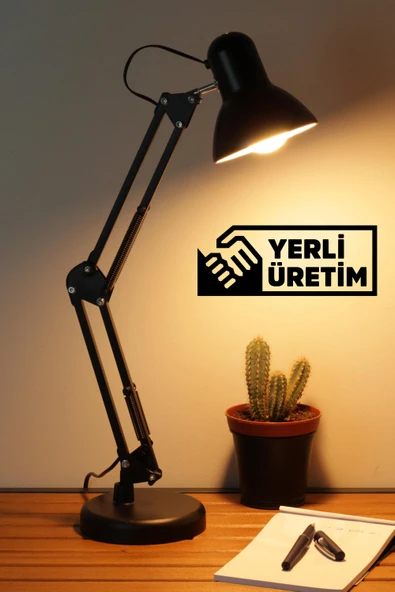 Akrobat Masa Lambası Yaylı Metal 360° Ayarlanabilir Çalışma Okuma Lambası Siyah - Resim 2