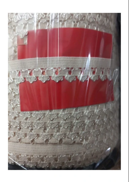 Çamaşır Lastiği Dantelli 1 cm 75 Metre 1 Top Krem - Resim 3