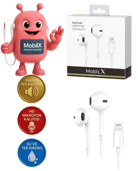 MobiLX iPhone Lightning Kablolu Kulaklık – Orijinal Ses, Mikrofonlu, Tak-Çalıştır - 1