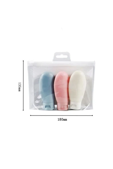 Seyahat Tipi Doldurulabilir Krem Şampuan Kutusu 3 Lü Set - 3