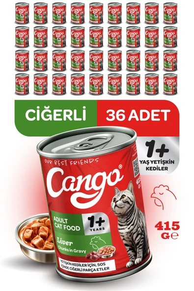 Cango Yetişkin Yaş Kedi Maması Ciğerli 415Gr 36Lı ürün görseli 1