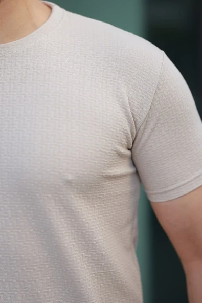 Erkek Kısa Kollu Zigzag Desenli T-shirt - Resim 2