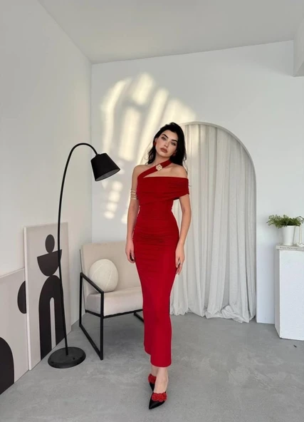 Reta Çapraz Omuz Elbise - 4