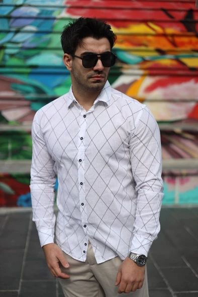 Erkek şamre Kumaş Gömlek - Resim 13