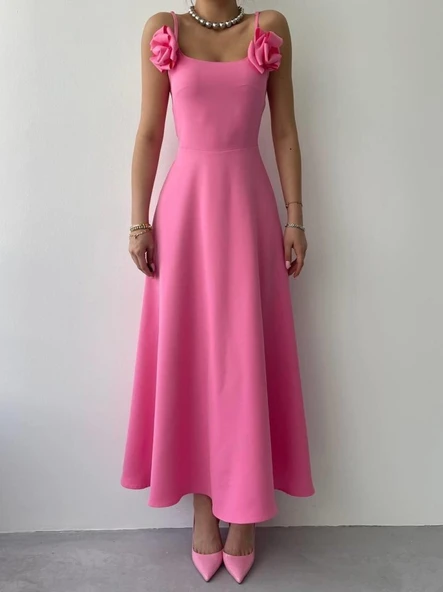 Matilda Gül İp Askılı Elbise - Resim 2