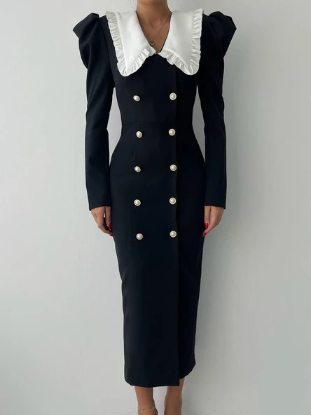 Palmas Geniş Yakalı Elbise - Resim 7