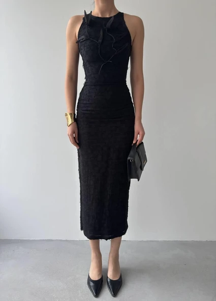 Lers Çiçek Detaylı Elbise - Resim 2