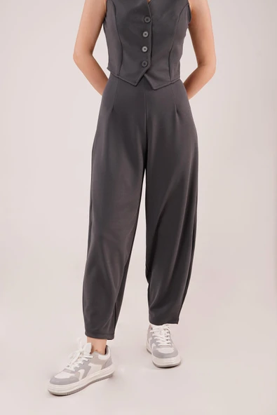 Havuç Kesim Gri Pantolon - Resim 7