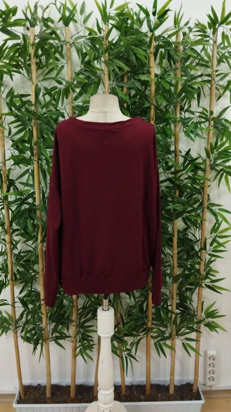 Kadın Uzun Kollu Bisiklet Yaka Viskon Iki Iplik Bluz - Resim 5