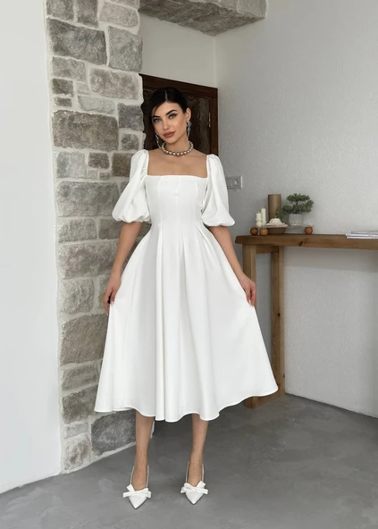 Benjamin Çan Etekli Midi Boy Elbise - Resim 12