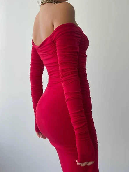 Vasco Madonna Drapeli Elbise - Resim 10